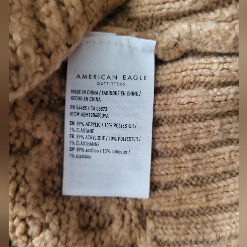 American Eagle Outfitters Camel Mock-neck Cable Knit Sweater - Picture 4 of 6